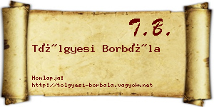 Tölgyesi Borbála névjegykártya
